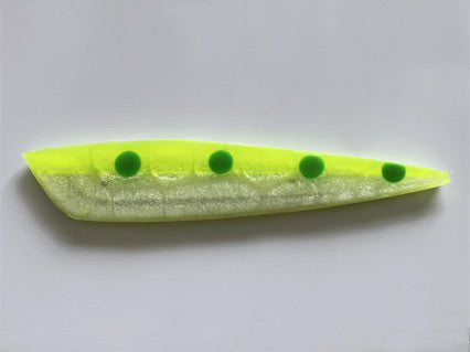 Chartreuse Rocket with white underbelly and green spots